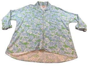 Show Me Your Mumu Johns Button Down Shirt Sz L Something Blue Floral Oversized